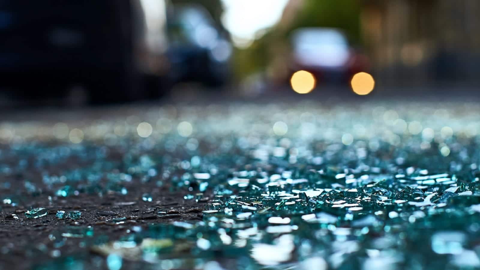 Shattered Car Glass After A Car Accident In Louisiana Today Stock Photo