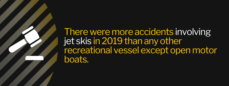 there were more accidents involving jet skis in 2019 than any other recreational vessel except open motor boats.