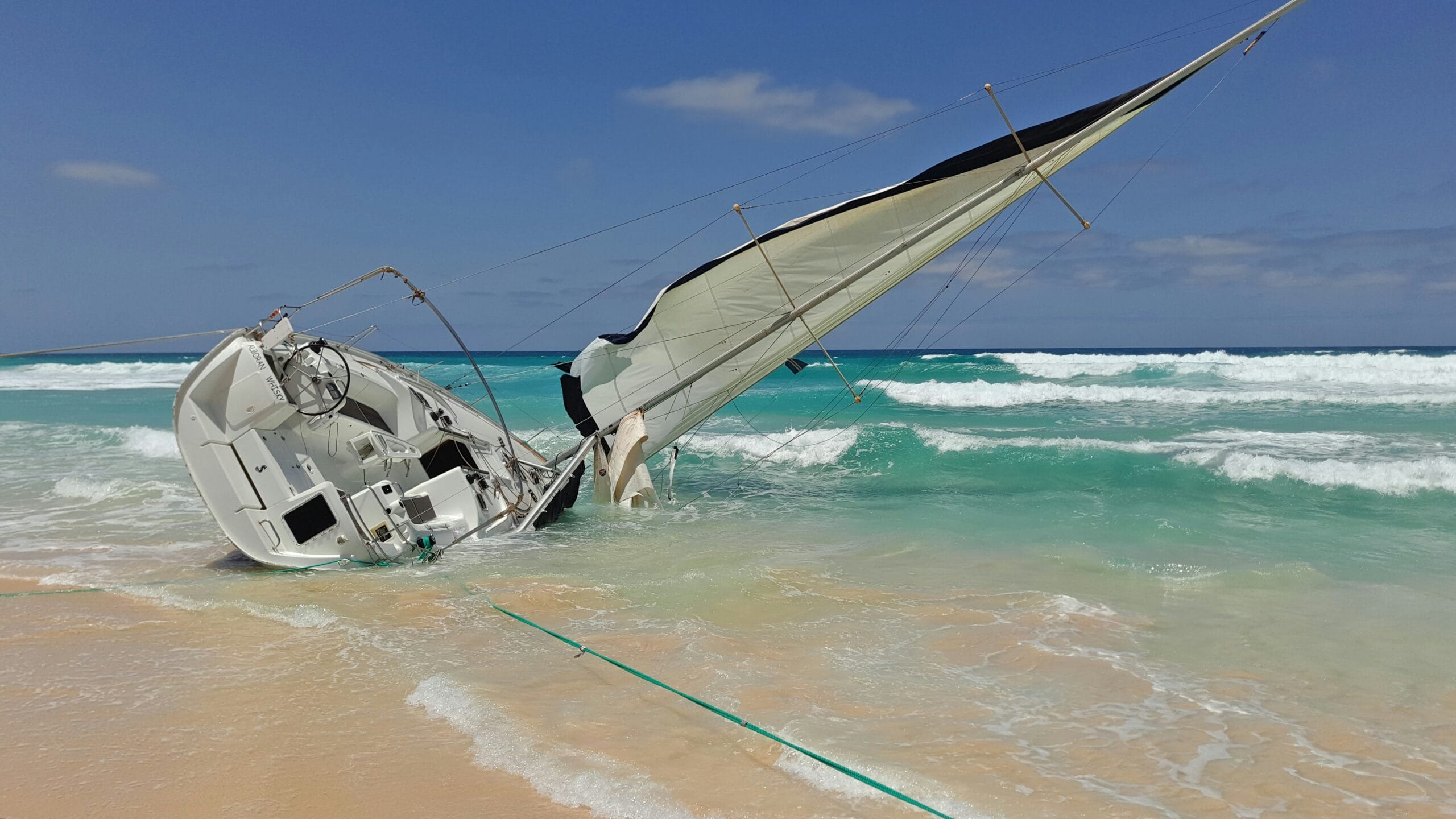 Boat accident on shore