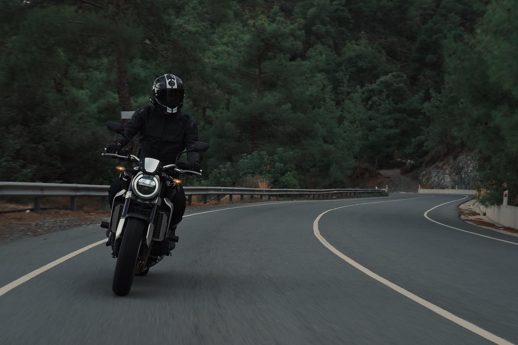 Motorcycle rider, protected by a motorcycle accident lawyer, out for a ride